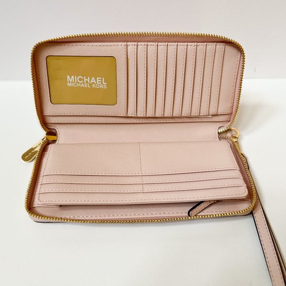 Michael Kors Jet Set Travel Large Continental Wallet Pink Powder Blush - Picture 5 of 9